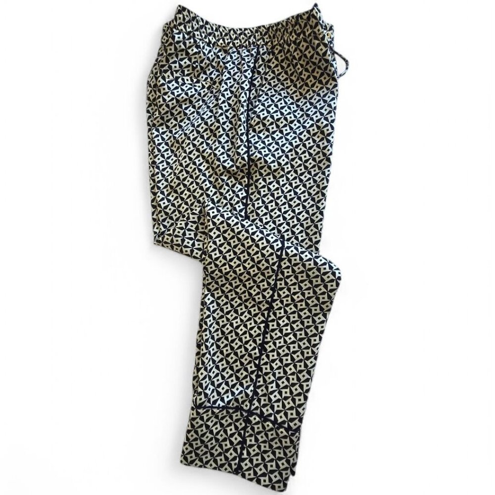 Lauren Ralph Lauren Womens Geometric Elastic Drawstring Pants Navy White Size 10 - Picture 6 of 8